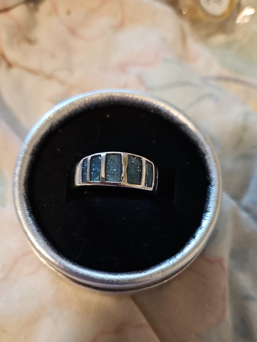 BRAND NEW ** Sterling Silver .925 Blue Inlay Women's Band